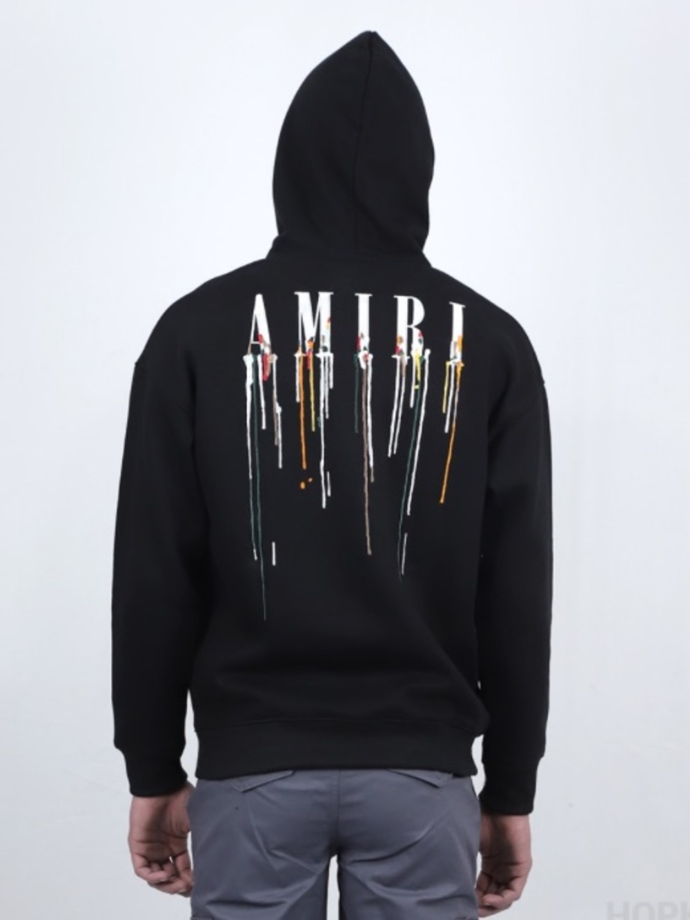 Amiri Black Embroidered Paint Drip 100% Cotton Hoodie XL Luxury Streetwear